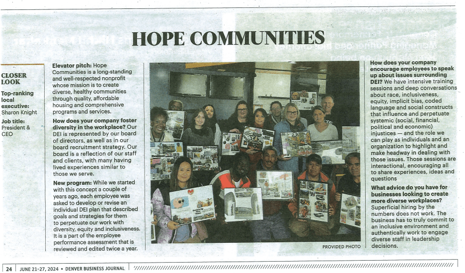 Hope Communities Featured in Denver Business Journal (2024)