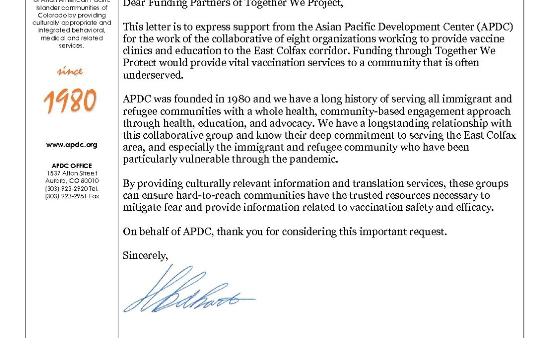APDC letter of support - Hope Communities